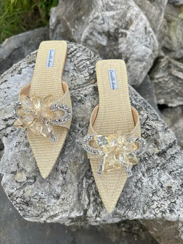 LOVEABLE-STORE  - DÉP BẢN QUAI MŨI NHỌ NƠ ĐÁ  CHÙM   PHA LÊ CAO CẤP , ĐẾ CHỐNG TRƠN TRƯỢT  MANG NHẸ ÊM CHÂN 1