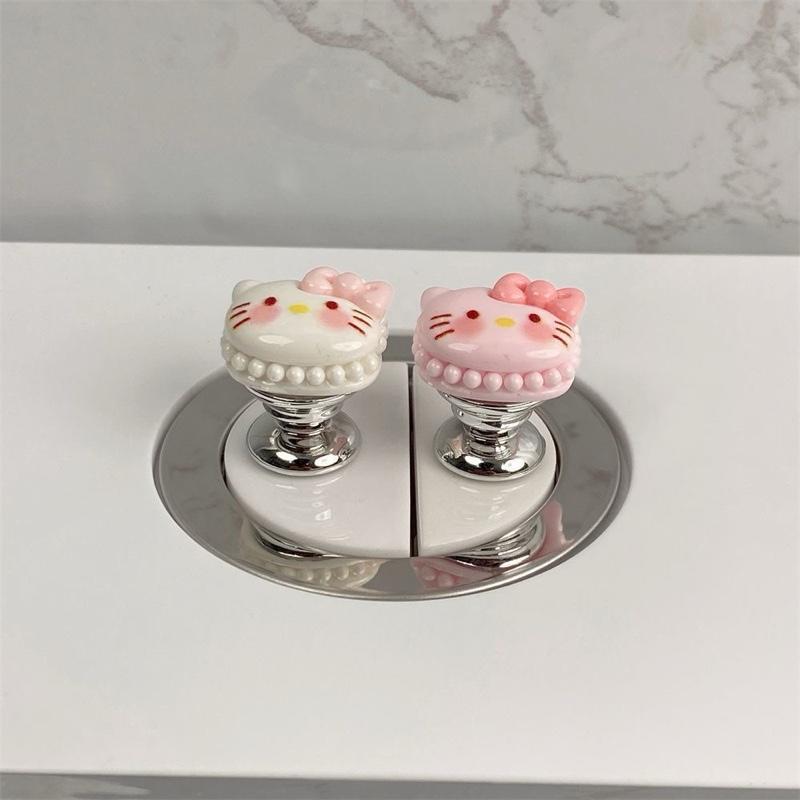Nút bấm bồn cầu mèo kitty dễ thương dài làm móng tay phụ trợ nút tạo tác không thấm nước bình chứa nước đa năng nhỏ 0
