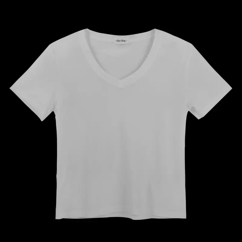 MIDI TOP - Áo Thun Giấy Cổ Tim Tay Ngắn SHE SLAY - Chất Vải Mỏng Nhẹ, Mặc Rũ Form Tôn Dáng, Freesize Dưới 56kg. 5