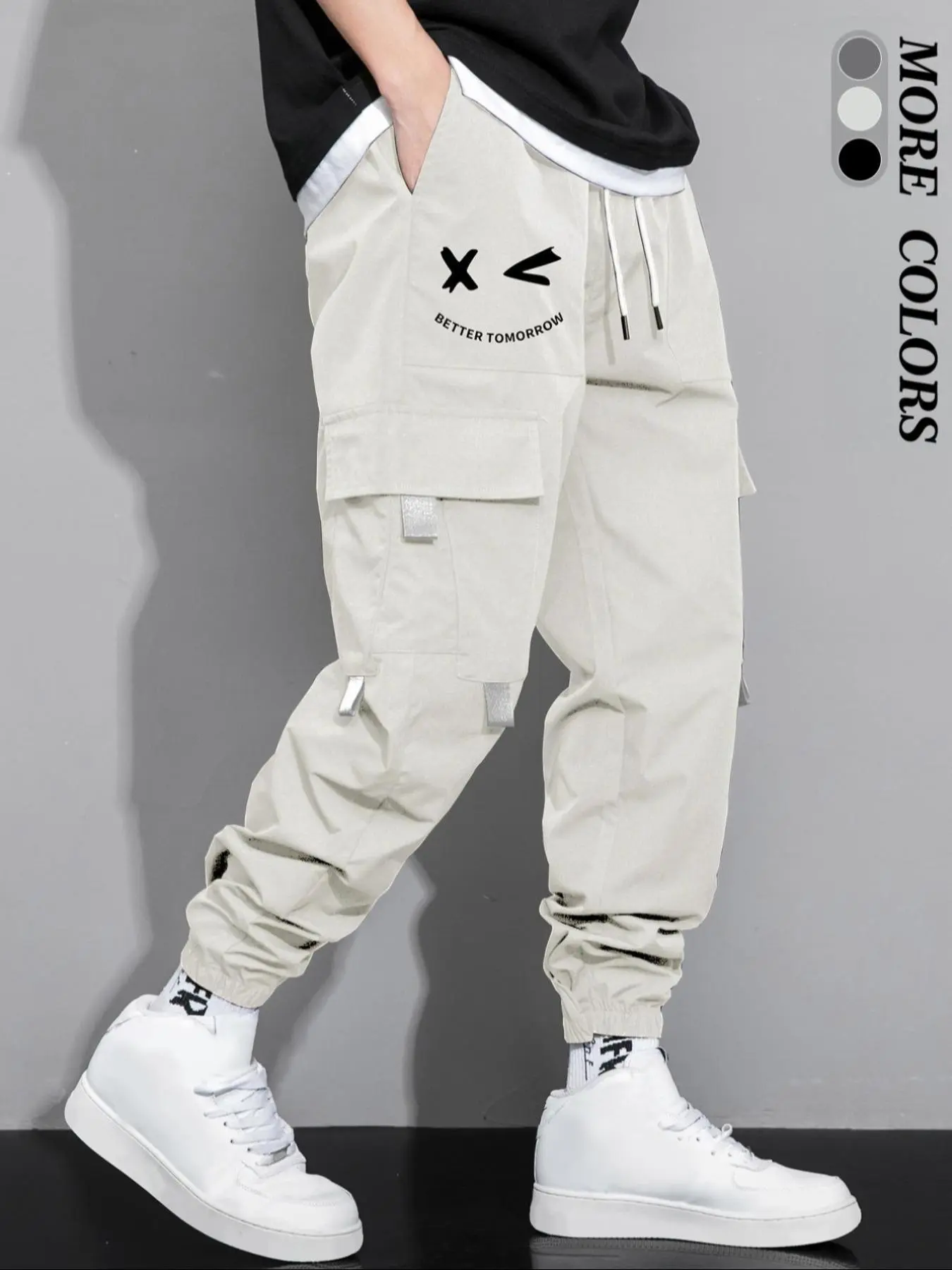 Men's Drawstring Waist Cargo Pants, Casual Multi Pocket Trousers for Daily Wear, Fashion Men's Bottoms for All Seasons