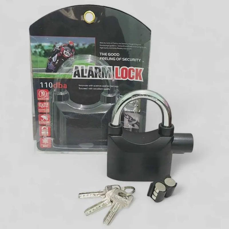 Gembok Alarm Anti Maling / Kunci Gembok Alarm Cakram Sepeda Motor Pagar Anti Maling dari Bahan Antikarat Kokoh dan Berkualitas 4