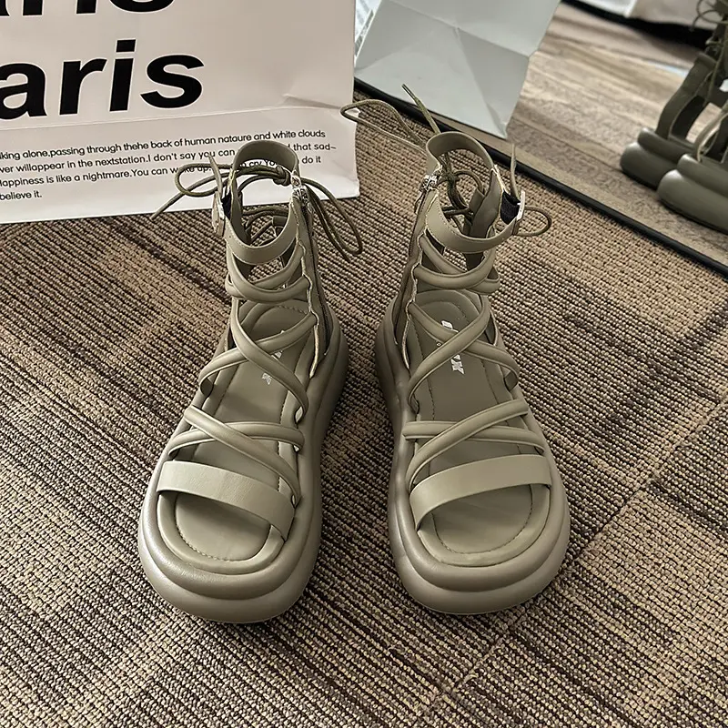 Bốt Sandal, Phong Cách Âu Mỹ Thiết Kế khoét lỗ Dành Cho Nữ, Phong Cách Thanh Lịch, Đế Xuồng, Dép La Mã Thường Ngày Hàng Mới Về Mùa Hè 2024 DéP Shoes GiàY