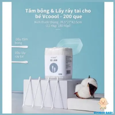 (Hộp 200 que) Tăm Bông đa năng, tăm bông vệ sinh lấy ráy tai an toàn cho bé sơ sinh Voi