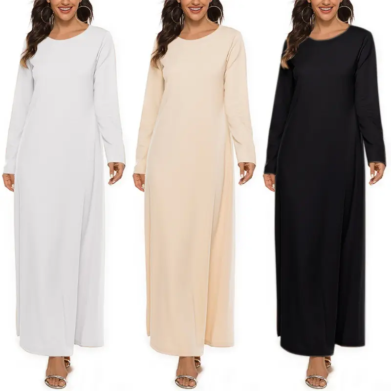 2025 Worship Outfit Inner Layer Round Neck Dress Basic Long Sleeve