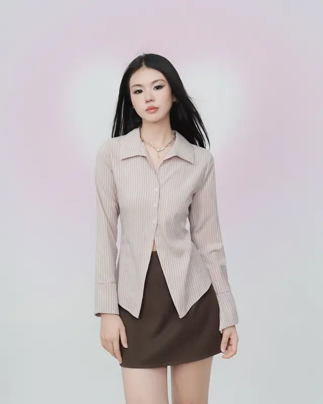 (SM04) DALLA Áo sơ mi trắng nữ phom ôm tay dài 4