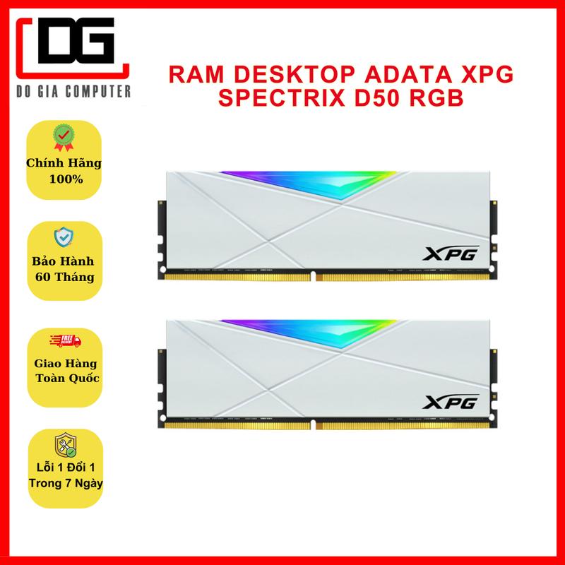RAM DESKTOP ADATA XPG SPECTRIX D50 RGB WHITE (AX4U32008G16A-SW50) 8GB (1X8GB) DDR4 3200MHZ