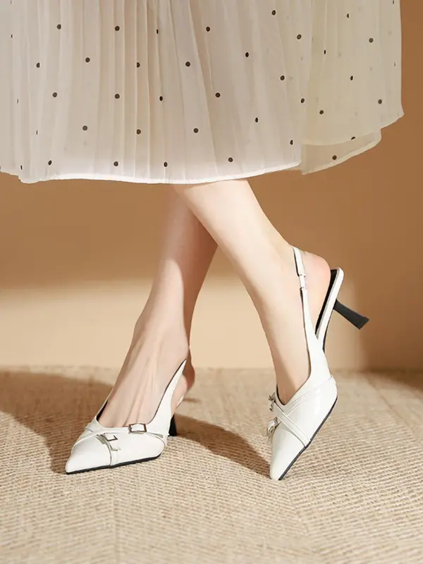 Women's Elegant Solid Color Stiletto Slingback Heels, Fashionable Pointed Toe High Heel Shoes for Party, Daily Clothing Decor for Women & Girls 5