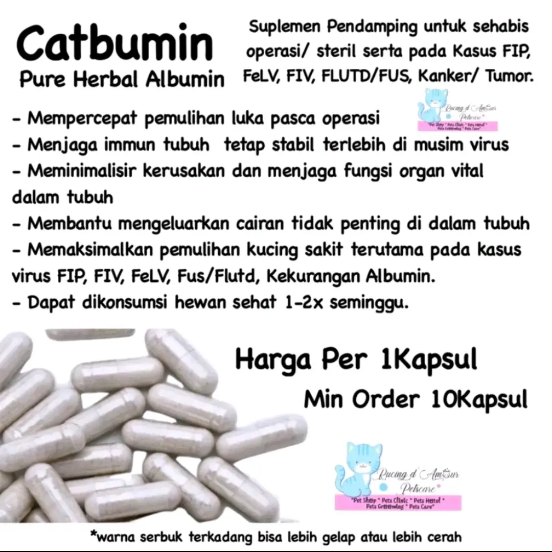 20kapsul Catbumin Petbumin kapsul pemulihan kucing FIP FIV