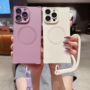 เคสโทรศัพท์แม่เหล็กกันกระแทกมุมขวา, สเปรย์น้ำมัน, ฝาครอบป้องกันกันกระแทก, เข้ากันได้กับ iPhone 15, 16, Pro Max, 14, 13, สีทึบ, ใหม่