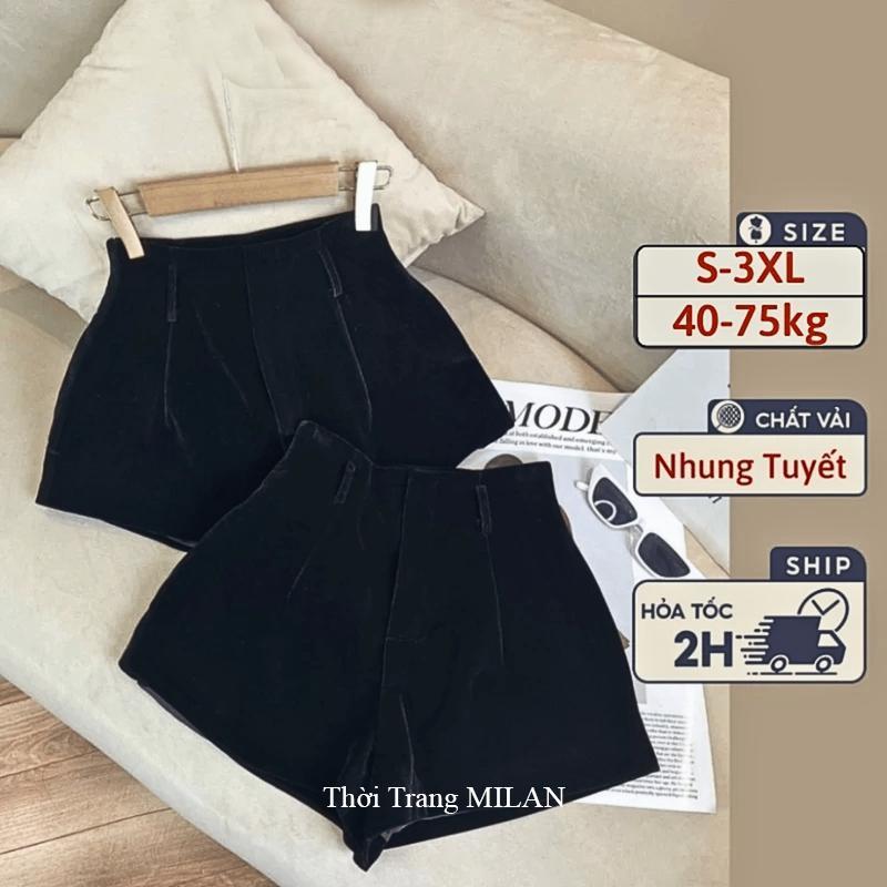 Quần Short Nhung Cạp Cạp 2 Lớp nữ có túi Bigsize - Quần đùi nữ lưng cao liền khóa sau mặc đi học công sở tiệc hẹn hò mùa đông