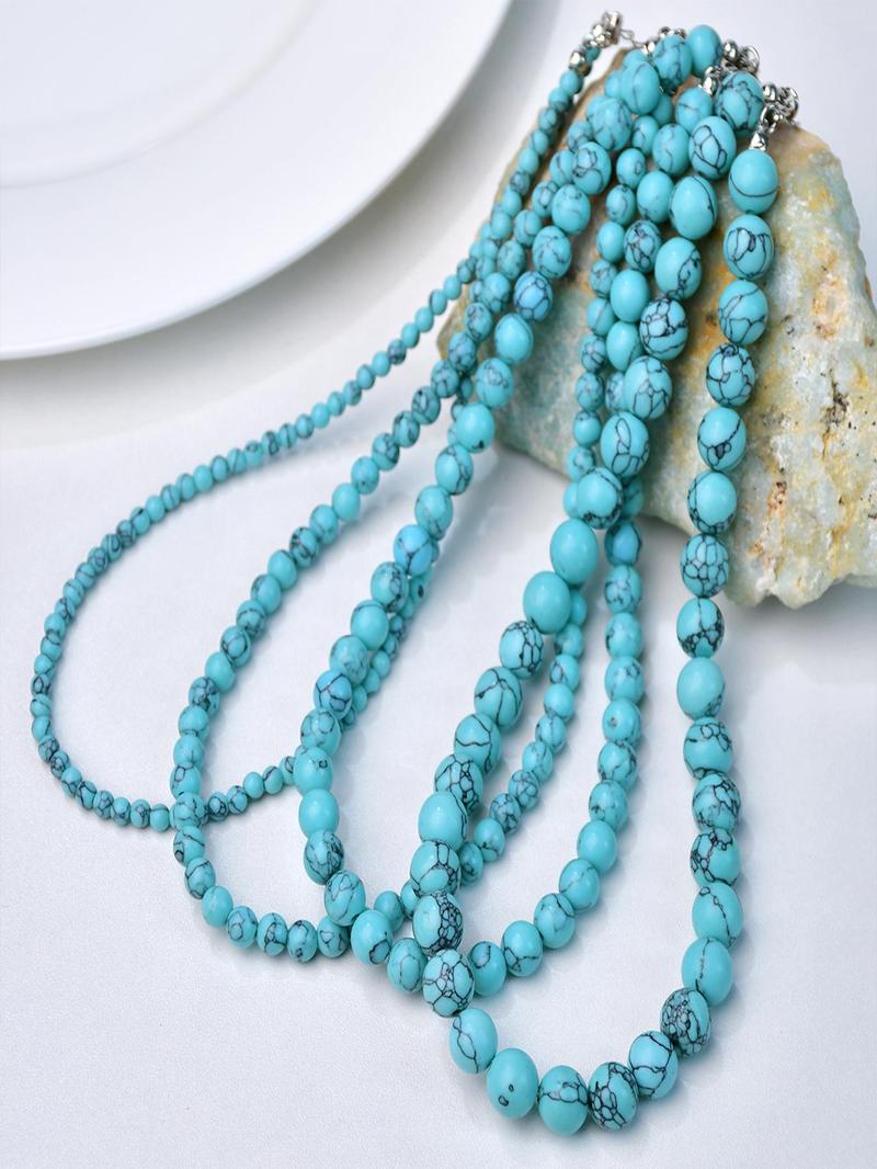 Product Introduction of Vintage Natural Turquoise Decorated Necklace, Fashionable and Elegant Jewelry for Women & Men, Trendy All-match & Exquisite Jewelry for Birthday Gift 2