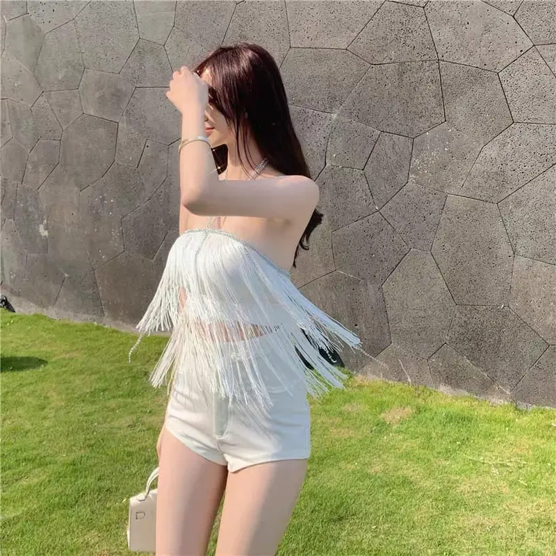 [ READY SIAP KIRIM ] FREE ONGKIR - ComfitStore Und329 Atasan Tanktop Rumbai Halter Dengan Manik Cantik SIAP COD 0