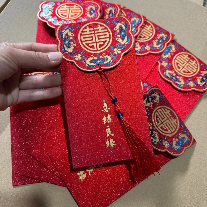 Sét 10 Bao Lì Xì Đỏ Mừng Năm Mới Phong Cách Sang Trọng, Phù Hợp Cho Ngày Tết, ngày Cưới /Quà Tặng 7