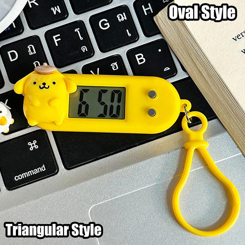 Product Introduction of Sanrio Hello Kitty Electronic Desktop Clock Keychain Kuromi My Melody Electronic Oval Watch Digital Table Time Display Clock 29