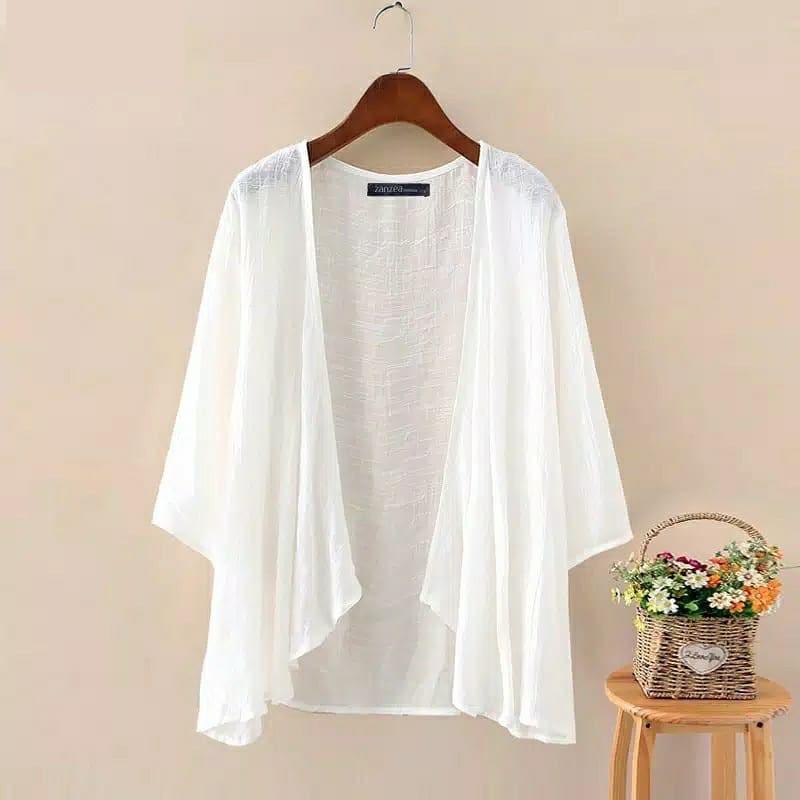 KARDIGAN PANJANG WANITA FASHION MUSLIM - TALITA CARDI POLOS KATUN LINEN - OUTER WANITA MURAH 1