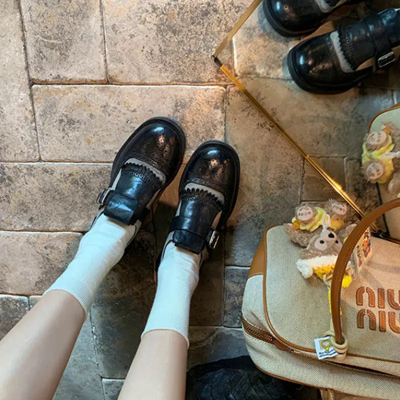 Giày Brogue cho phụ nữ, giày Oxford đế bằng cho phụ nữ, phong cách Anh Quốc, thiết kế cắt cổ điển, đế bằng, giày nữ Thường Ngày phong cách Cổ Điển giày Oxford Cổ Điển Shoes Women 2