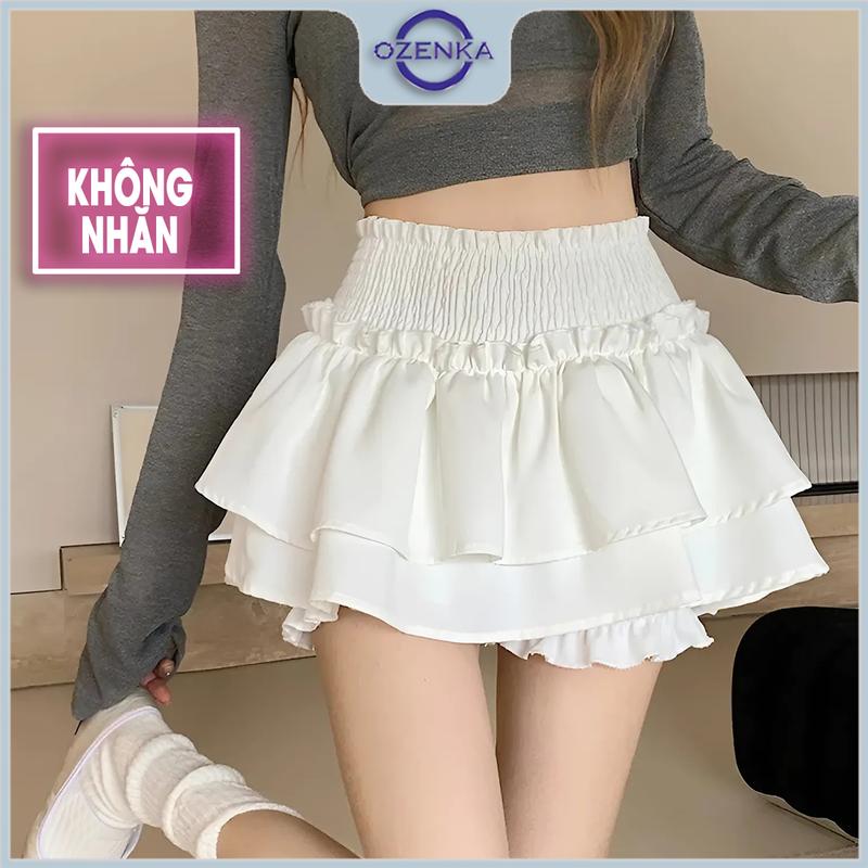  Chân váy ngắn cạp cao 2 tầng có quần bảo hộ bánh bèo sang chảnh ozenka ,đầm ngắn bồng xòe đen trắng sang trọng Nữ Women Nữ Women Lịch 