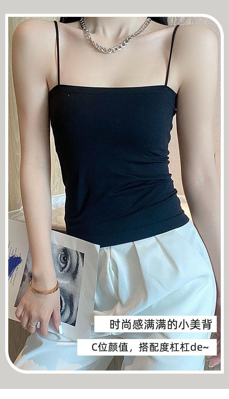 Product Introduction of Seamless Beauty Back Bandeau Camisole Women's Integrated Fixed Chest Pad Inner and Outer Wear Spaghetti Straps Chest Wrap Bottoming Vest Women 5