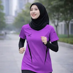 Baju Olahraga Wanita Dry Fit Kaos Gym Lari Yoga Jersey  voly Senam Aerobik Lengan Pendek Premium