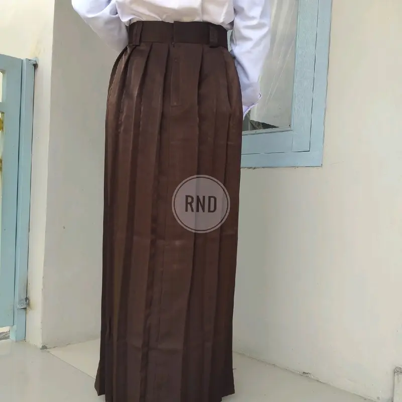 Rok Sekolah Coklat Pramuka Model Full Rempel SMP/SMA Panjang Wanita High 2