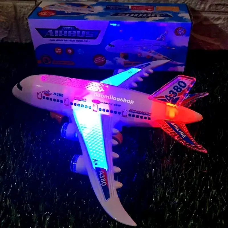 Mainan Anak Pesawat Airbus Miniatur Pesawat Lampu Bump And Go