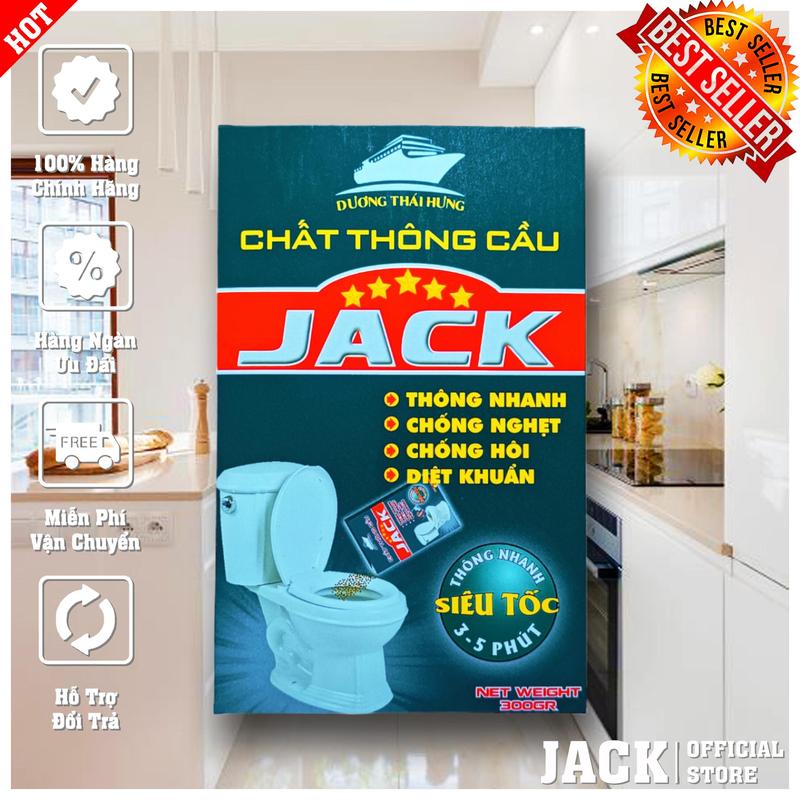 Bột Thông Bồn Cầu Siêu Mạnh JACK 300gr Thông Tắc, Làm Sạch Nhanh Chóng Đường Ống Tắc Nghẽn