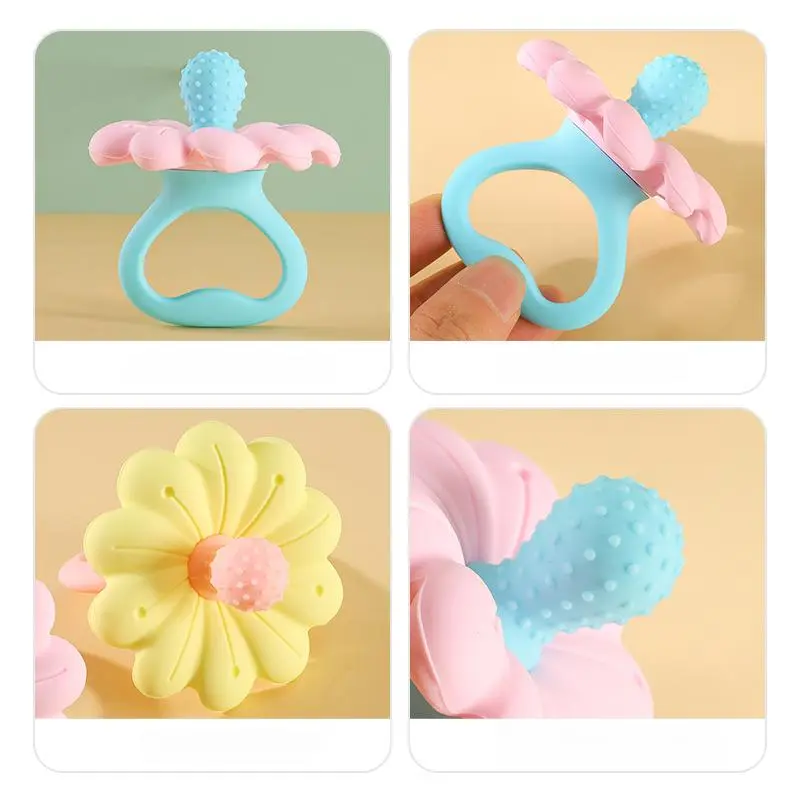 Silicone Baby Teether, 1 Count Cute Flower Design Teething Relief Toy for Babies, Sensory Teether, Teething Relief Set for Newborn, Baby Soothing Teethers, Baby Essentials 2