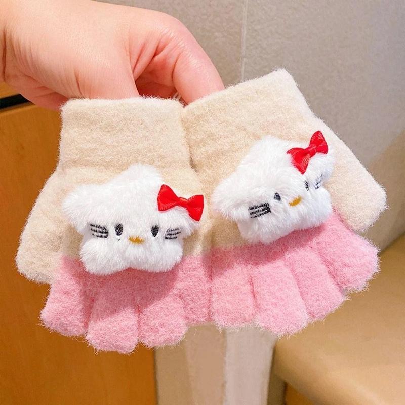 Găng tay Len Lông Thỏ giữ ấm cho bé gái 1~5Tuổi, Bao tay nhân vật hoạt hình cute .(MHH0022BBVT).