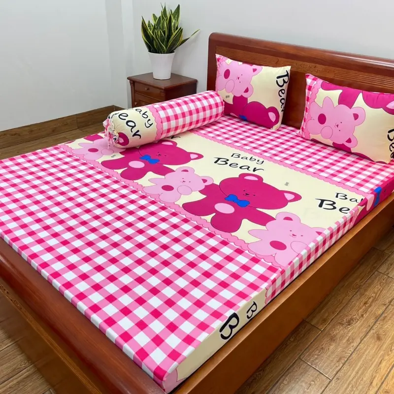 Combo bộ Dra gối 4 món thun lạnh Hàn quốc hoa hồng xanh đủ kích thước mềm mịn mát 4