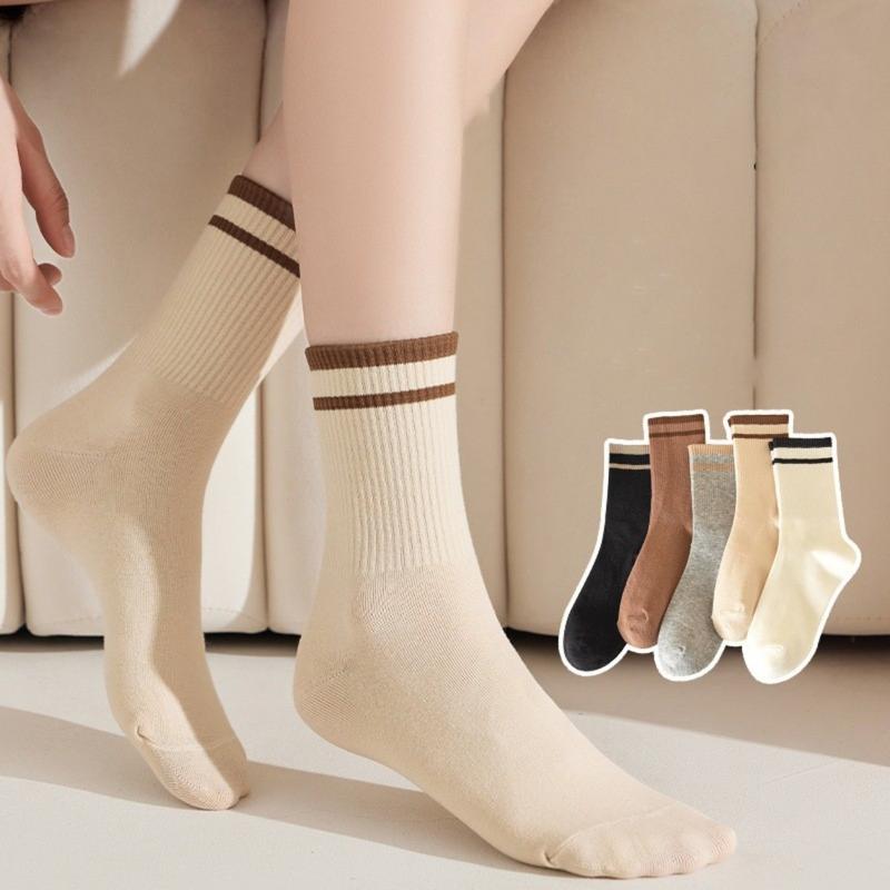 Tất Nữ Phong Cách Hàn Quốc, Sọc Maillard, Thiết Kế Đơn Giản, Độ Đàn Hồi Cao, Tất Nữ Thường Ngày Thoải Mái Và Thoáng Khí, Thích Hợp Cho Quần Áo Nữ 1