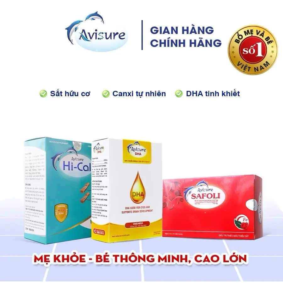 Bộ sắt canxi DHA Vitamin tổng hợp Avisure cho bà bầu, trước bầu, cho con bú - Cho Bé