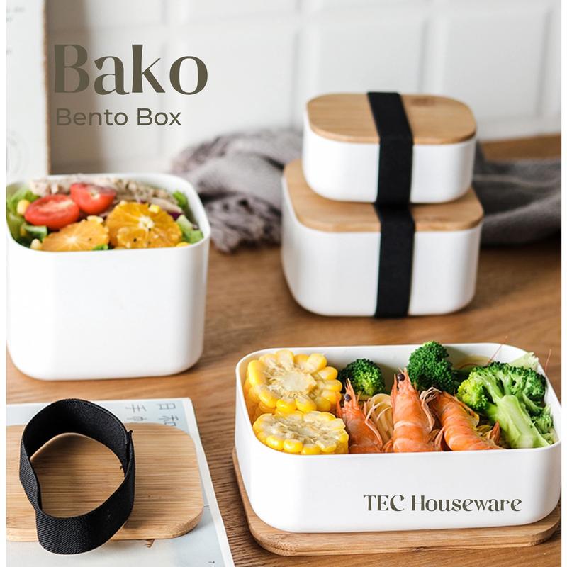 【TEC】BAKO Bento Box Kotak makanan Bekal Makanan Kotak Penyimpanan Makanan Lunch box Kotak Bekal Estetik Kayu minimalis Kotak Makan Tempat Makan Sendok Garpu 0