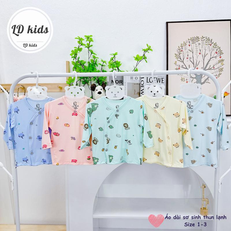 Áo dài thun lạnh màu in hình hoạ tiết dễ thương sơ sinh vạt chéo cho bé size từ ss-9kg 7