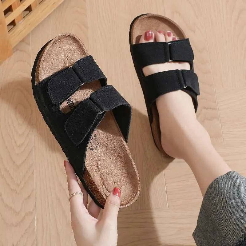 yudnvshop New slippers women's frosted cork  sandals non-slip thick bottom couple#ST921