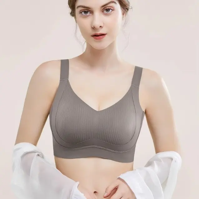 Large size lingerie for women, thin and seamless, full cup large chest revealing small chest women's bra, anti sagging, summer slim plus size beautiful back bra