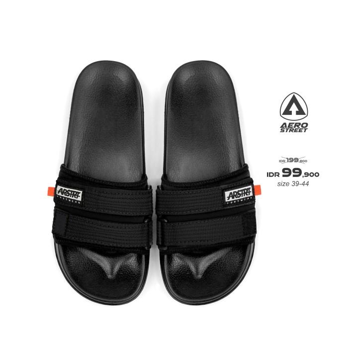 Aerostreet 39-44 Romeo Hitam Hitam - Sandal Selop Slip On B1AAA 1