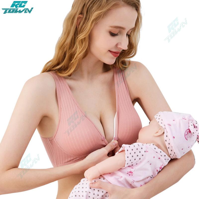Women Cotton Nursing Bra Underwire Vest Type Anti-Sagging Lightly Padded Breastfeeding Maternity Bra Underwear With Front Buckle 4