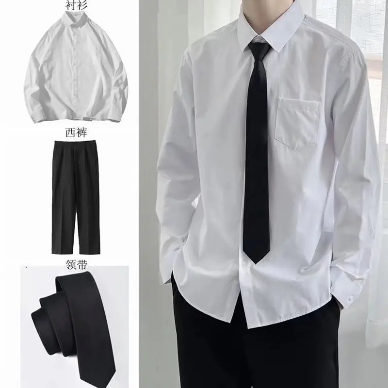 Áo Sơ Mi Trắng Đồng Phục DK, Dành Cho Nam Giới, Áo Sơ Mi Tay Áo, Áo Sơ Mi Đi Xe Cơ Sở, Bộ Đồ Buộc Dây, Thích Hợp Cho Quần Áo Học Sinh Và Lớp Học, Áo Sơ Mi Quần Áo Làm Việc