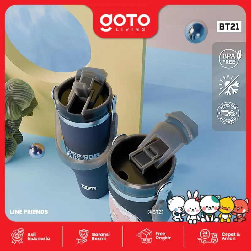Goto [COD] K-Pop Travel X BT21 Tumbler Tahan Dingin Panas Botol Minum 900ML 2