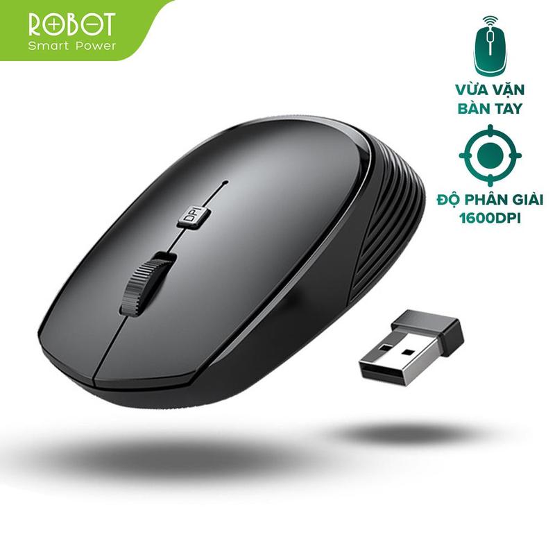 Chuột Không Dây ROBOT M205 - USB 2.4Ghz, Nhỏ Gọn, Có Nút Tùy Chỉnh Độ Phân Giải, Phù Hợp PC/ Laptop