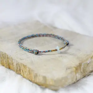 I&A Gelang Safir Manik Batu Alam Hijau Etnik Simple Aesthetic Aksesoris Wanita Kekinian Bahan Premium Yarn Biru Mix Warna Langit Bumi Lautan