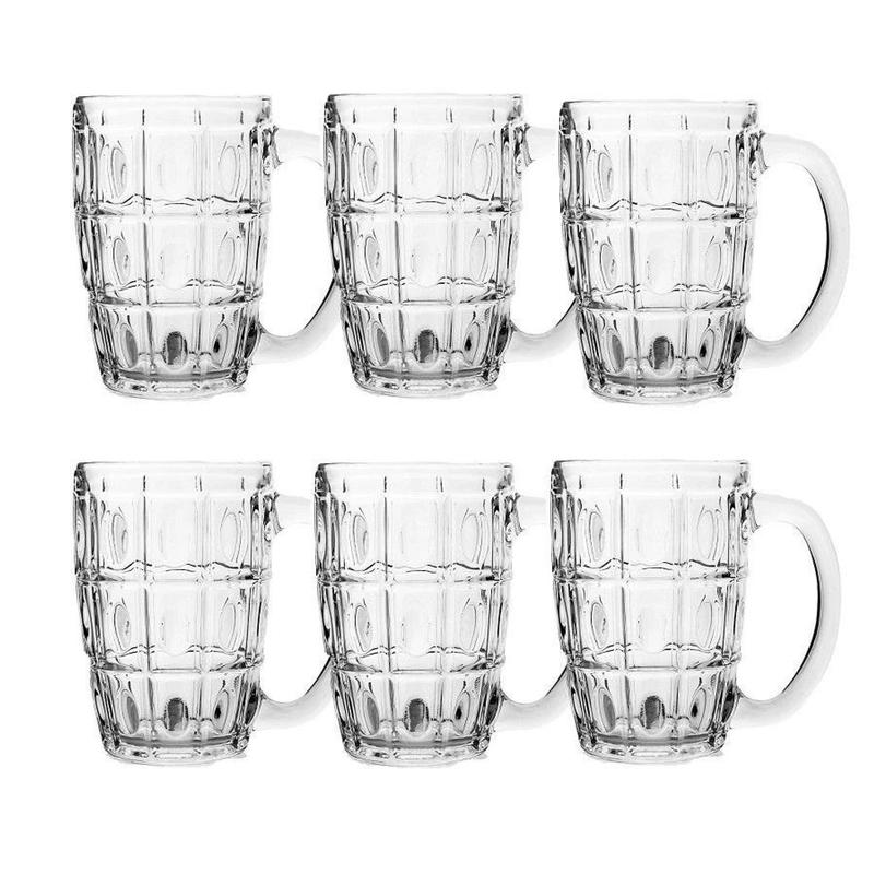 Bộ 6 Ly Thủy Tinh Uống Bia Có Quai PCD10007 375ML – HHome