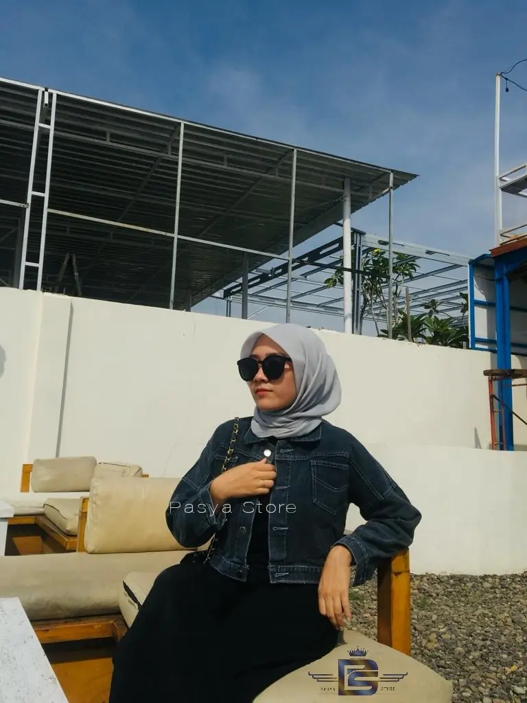 Jaket Crop Jeans Wanita Terbaru Kekinian Slim-fitting fit kancing tebal  denim Panjang Cewek