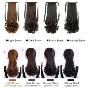 Aksesoris Hair Clip Hairclip Wig Wik Ponytail Korean 35cm Rambut Palsu Sambung Warna Anak Perempuan Wanita Curly Cokelat Muda Cokelat Tua Hitam Black Extension