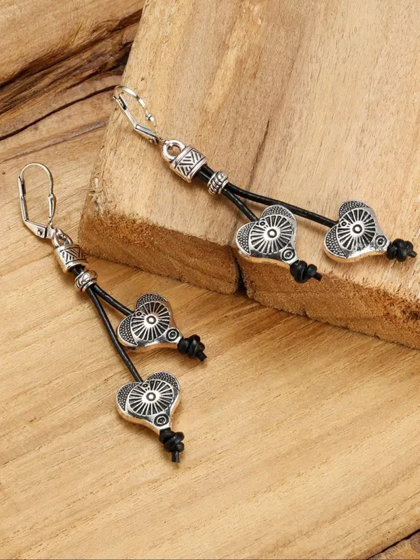 Boho Style Heart Design Dangle Earrings, Vintage Trendy Dangle Earrings, Fashionable Jewelry for Women & Girls for Daily & Party Decoration 2