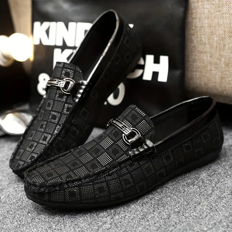 Men'S Casual Loafers, Fashion Plaid Slip-On Shoes, Lightweight, Versatile, with PU Upper & Inner, PVC Sole, for Hiking, Outdoor Activities, and Daily Wear, All-Season Comfort 3