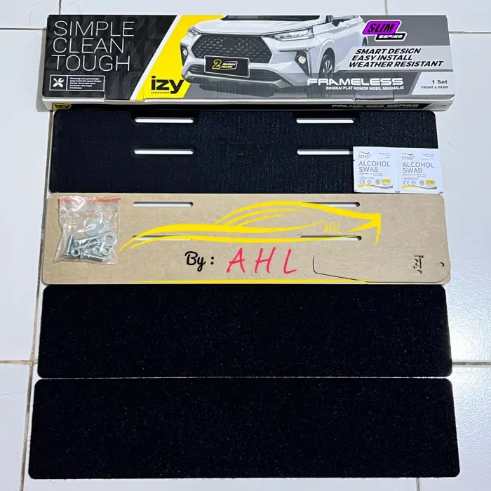 Frameless Plat Nomor Izy Slim / Cover Dudukan Plat Nomor Akrilik 46Cm
