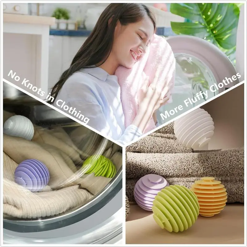 Reusable Magic Laundry Ball, 3 Counts Soft Anti-winding Clothes Cleaning Tool, Household Washing Machine Clothes Dryer Ball 2