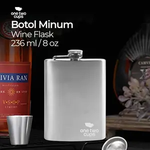 One Two Cups Hip Flask Botol Minum air Tumbler Portable Pocket Bir Stainless Steel 201 8oz - MS351