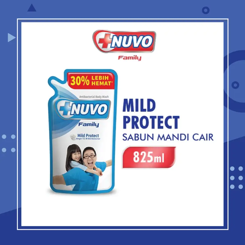 NUVO family body wash sabun mandi cair Antibacterial mild protect 825ml 0